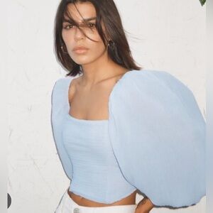 Zara NWOT corset Puff Sleeve Organza Top